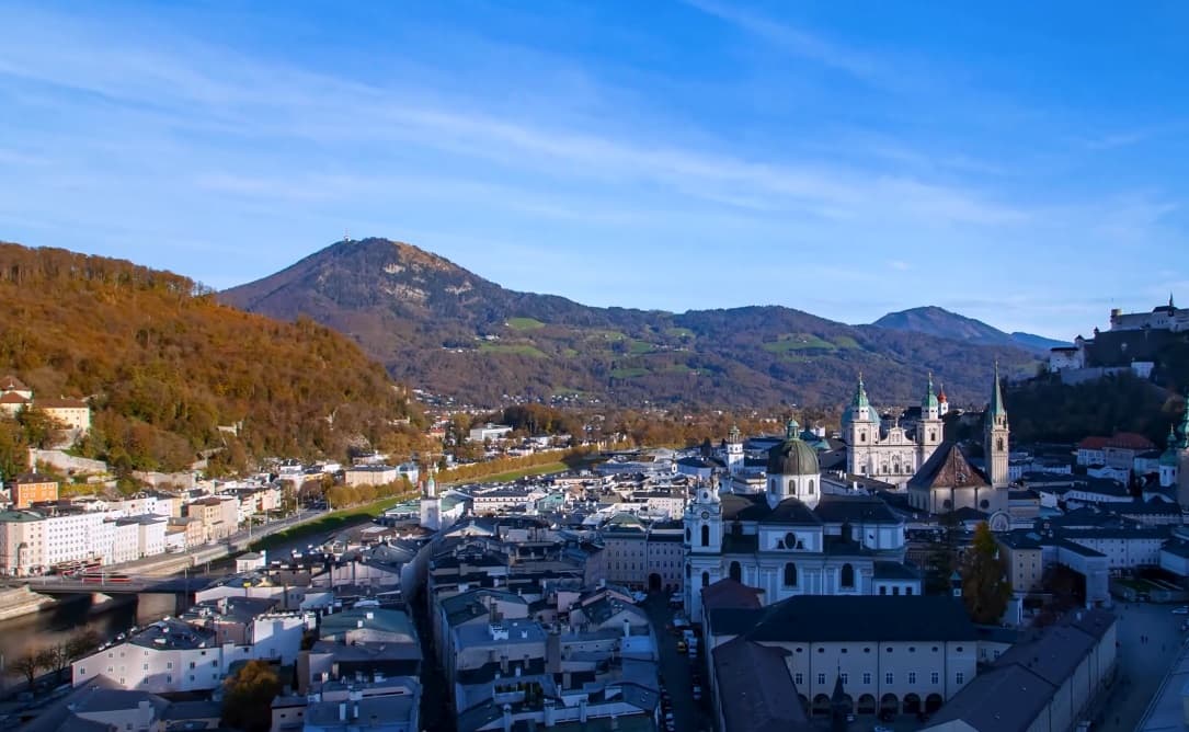Illustrative image shows part of the city of Salzburg, Austria, undated. Note: Image is a screenshot from video. (Newsflash/NX)